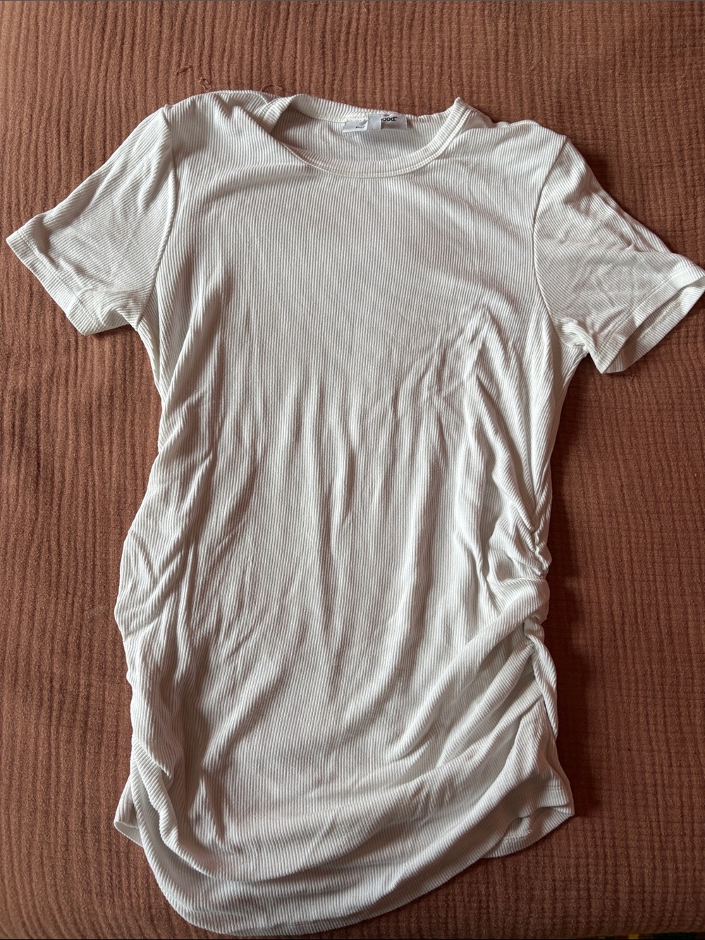Maternity Women’s White Ribbed Short-Sleeve Tee